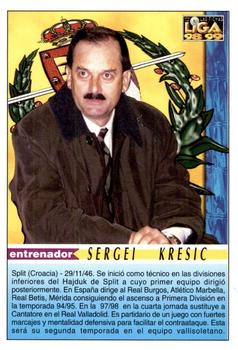 1998-99 Mundicromo Las Fichas de la Liga #182 Sergije Kresic Back