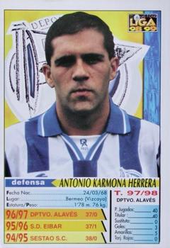 1998-99 Mundicromo Las Fichas de la Liga #316 Karmona Back