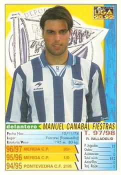 1998-99 Mundicromo Las Fichas de la Liga #322 Canabal Back