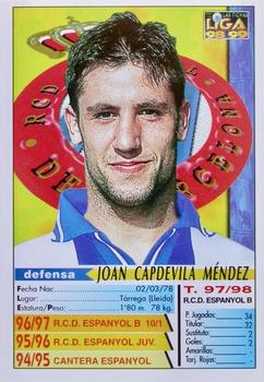 1998-99 Mundicromo Las Fichas de la Liga #498 Capdevila Back