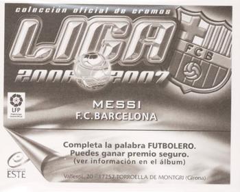 2006-07 Panini Liga Este Stickers #NNO Messi Back