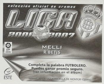 2006-07 Panini Liga Este Stickers #NNO Melli Back