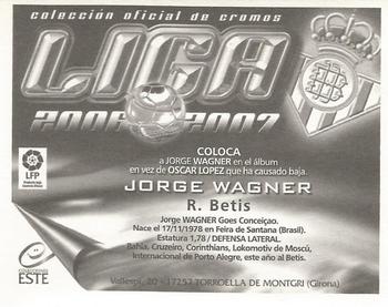 2006-07 Panini Liga Este Stickers #NNO Jorge Wagner Back