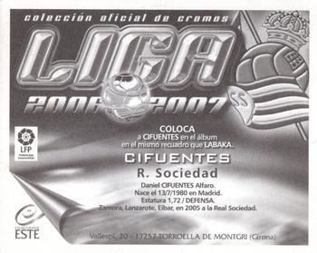 2006-07 Panini Liga Este Stickers #NNO Cifuentes Back