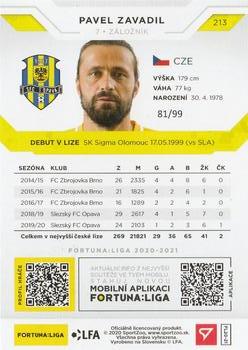 2020-21 SportZoo Fortuna:Liga - Limited Edition Gold #213 Pavel Zavadil Back
