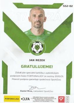 2020-21 SportZoo Fortuna:Liga - Signed Stars - Level 2 #SS2-02 Jan Rezek Back