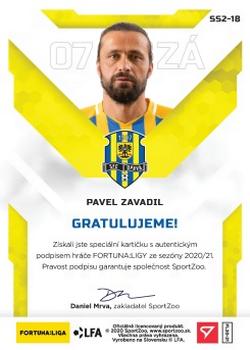 2020-21 SportZoo Fortuna:Liga - Signed Stars - Level 2 #SS2-18 Pavel Zavadil Back