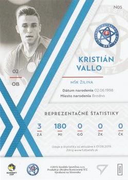 2019-20 SportZoo Futbalové Slovensko - Next Gen #N05 Kristian Vallo Back