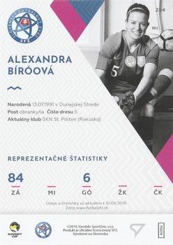 2019-20 SportZoo Futbalové Slovensko - Ženská Reprezentácia #Z04 Alexandra Biroova Back