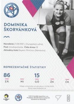 2019-20 SportZoo Futbalové Slovensko - Ženská Reprezentácia #Z07 Dominika Skorvankova Back