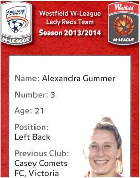 2013 Adelaide United (W-League) #3 Alexandra Gummer Back