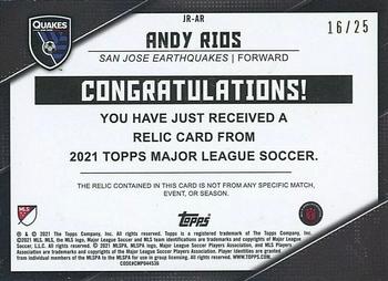2021 Topps MLS - Jumbo Relics Orange #JR-AR Andy Rios Back