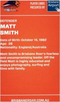 2011 Brisbane Roar #NNO Matt Smith Back