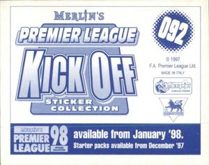 1997-98 Merlin Premier League Kick Off #92 David Seaman Back
