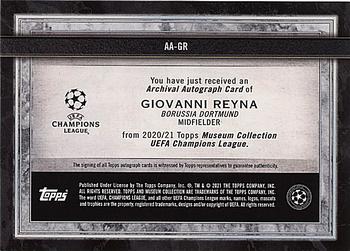 2020-21 Topps Museum Collection UEFA Champions League - Archival Autographs Gold #AA-GR Giovanni Reyna Back