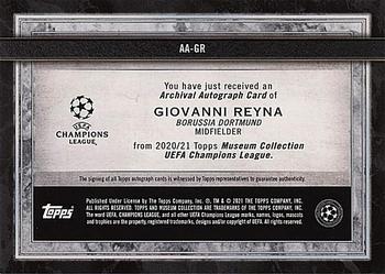 2020-21 Topps Museum Collection UEFA Champions League - Archival Autographs Emerald #AA-GR Giovanni Reyna Back