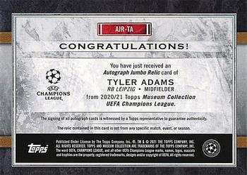 2020-21 Topps Museum Collection UEFA Champions League - Museum Autograph Jumbo Relics Ruby #AJR-TA Tyler Adams Back