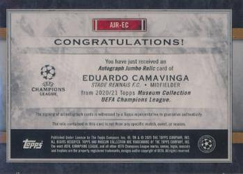 2020-21 Topps Museum Collection UEFA Champions League - Museum Autograph Jumbo Relics Emerald #AJR-EC Eduardo Camavinga Back
