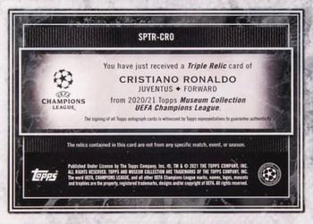 2020-21 Topps Museum Collection UEFA Champions League - Single Player Triple Relics Autograph #SPTR-CRO Cristiano Ronaldo Back