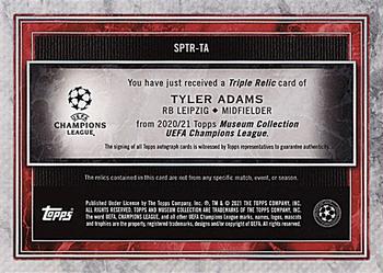 2020-21 Topps Museum Collection UEFA Champions League - Single Player Triple Relics Autograph #SPTR-TA Tyler Adams Back