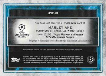 2020-21 Topps Museum Collection UEFA Champions League - Single Player Triple Relics Autograph Emerald #SPTR-MA Marley Aké Back