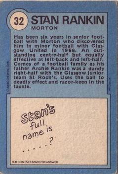 1972-73 A&BC Scottish Footballers (Orange/Blue Back) #32 Stan Rankin Back
