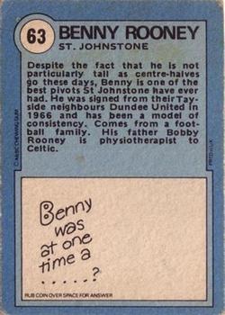 1972-73 A&BC Scottish Footballers (Orange/Blue Back) #63 Benny Rooney Back
