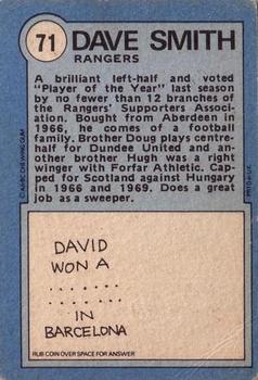 1972-73 A&BC Scottish Footballers (Orange/Blue Back) #71 Dave Smith Back
