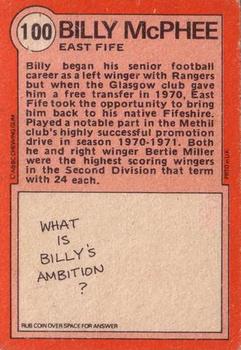 1972-73 A&BC Scottish Footballers (Orange/Blue Back) #100 Billy McPhee Back