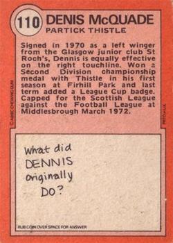 1972-73 A&BC Scottish Footballers (Orange/Blue Back) #110 Denis McQuade Back
