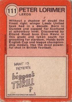 1972-73 A&BC Scottish Footballers (Orange/Blue Back) #111 Peter Lorimer Back