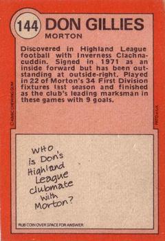 1972-73 A&BC Scottish Footballers (Orange/Blue Back) #144 Don Gillies Back