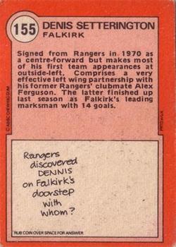 1972-73 A&BC Scottish Footballers (Orange/Blue Back) #155 Dennis Setterington Back