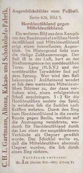 1926 Gartmann Chocolate (Series 626) Snapshots from Football #3 Norddeutschland gegen Mitteldeutschland Back