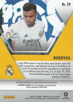 2020-21 Panini Mosaic La Liga #29 Rodrygo Back
