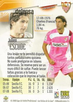 2008-09 Mundicromo Las Fichas de la Liga 2009 #118 Escudé Back