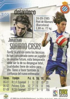 2008-09 Mundicromo Las Fichas de la Liga 2009 #320 Jonathan Soriano Back