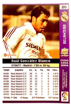 2003-04 Mundicromo Las Fichas de la Liga 2004 #20 Raul Back