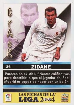 2003-04 Mundicromo Las Fichas de la Liga 2004 #26 Zidane Back