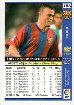 2003-04 Mundicromo Las Fichas de la Liga 2004 #153 Luis Enrique Back