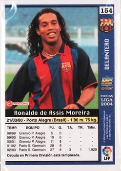 2003-04 Mundicromo Las Fichas de la Liga 2004 #154 Ronaldinho Back