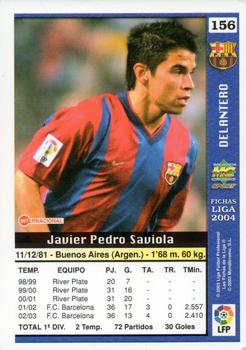 2003-04 Mundicromo Las Fichas de la Liga 2004 #156 Saviola Back