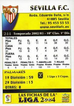 2003-04 Mundicromo Las Fichas de la Liga 2004 #244 Sevilla F.C. Back