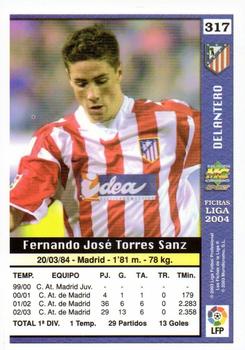 2003-04 Mundicromo Las Fichas de la Liga 2004 #317 F. Torres Back