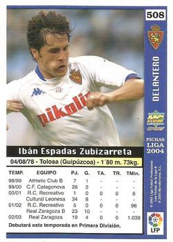 2003-04 Mundicromo Las Fichas de la Liga 2004 #508 Iban Espadas Back