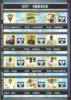 2003-04 Mundicromo Las Fichas de la Liga 2004 #537 Indice 514-540 Front