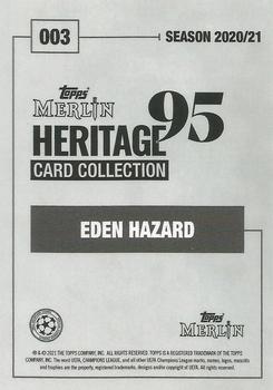 2020-21 Topps Merlin Heritage 95 - Black and White Background #003 Eden Hazard Back