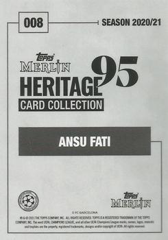 2020-21 Topps Merlin Heritage 95 - Black and White Background #008 Ansu Fati Back