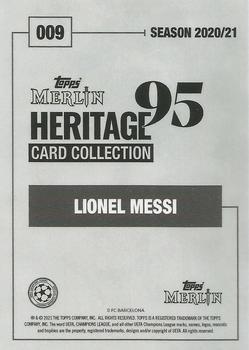 2020-21 Topps Merlin Heritage 95 - Black and White Background #009 Lionel Messi Back