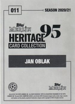 2020-21 Topps Merlin Heritage 95 - Black and White Background #011 Jan Oblak Back